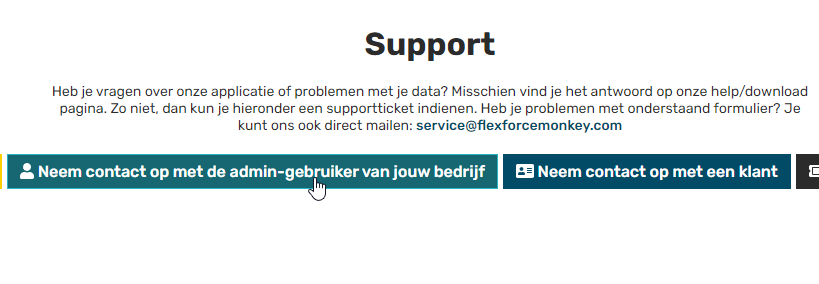 Contact opnemen met admin via support